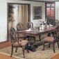 Contemporary Dark Cherry Finish Dining Set With Light Carvings