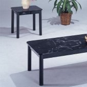 Black Occasional 3PC Coffee Table Set w/Marble Style Tops