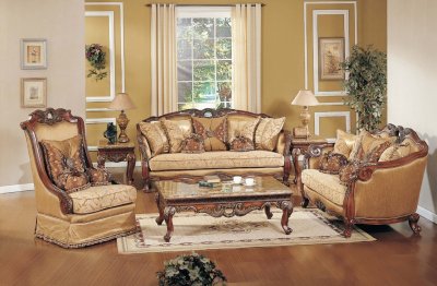 Rita Cherry Traditional Sofa in Fabric w/Optional Items