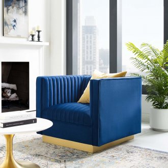 Sanguine Accent Chair in Navy Velvet by Modway