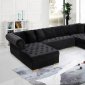 Presley Sectional Sofa 698 in Black Velvet Fabric by Meridian