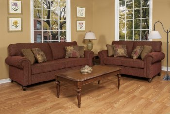 Brown Fabric Modern Elegant Sofa & Loveseat Set w/Options [CHFS-AC-9820-303-ExpoFlame]