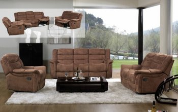 Chocolate Microfiber Modern Sofa & Loveseat Set w/Options [AMS-50050-Caray]