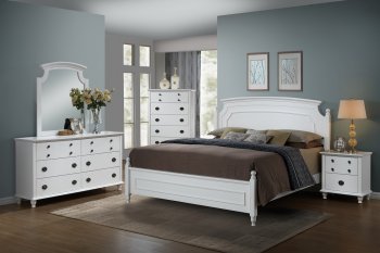 Leila Bedroom 5Pc Set in White by Global w/Options [GFBS-Leila-WH]