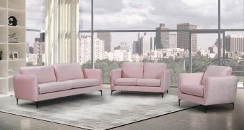 Poppy Sofa 690 in Pink Velvet Fabric by Meridian w/Options [MRS-690 Poppy Pink]