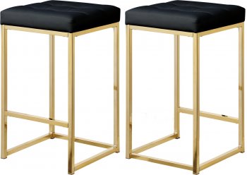 Nicola Counter Stool 907 Set of 2 Black Faux Leather by Meridian [MRBA-907 Nicola Black]