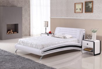 Kiro Bed White & Black Leatherette by American Eagle [AEBS-Kiro White Black]