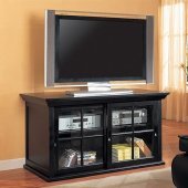 Black Finish Stylish TV Stand or Book Shelf W/Sliding Doors