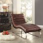 Qortini Lounge Chaise 96670 in Brown Genuine Leather by Acme