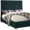 Lexi Upholstered Bed in Green Velvet Fabric - Meridian w/Options