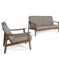 Ridge Loveseat & 2 Chairs Set Sesame Linen Fabric & Walnut - VIG