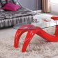 T320 Coffee Table w/Red High Gloss Base & Clear Glass Top