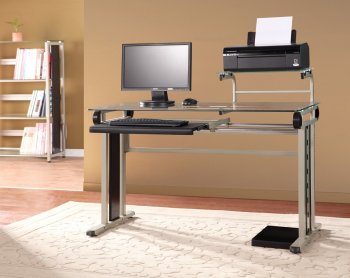 Network 4863 Computer Desk by Homelegance - Metal & Glass [HEOD-4863 Network]