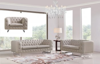 Caswell Sofa 3Pc Set in Beige Fabric by VIG [VGS-Caswell 1619 Beige]