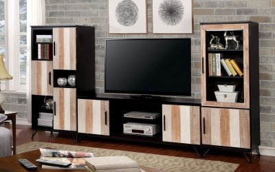 Binche TV Stand w/ 2 Pier Cabinets CM5592 in Espresso/Multi-Tone