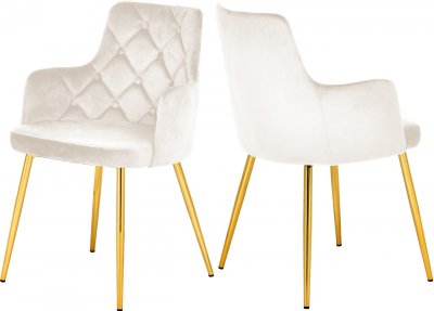 Salvatore Dining Chair 757 Set of 2 Cream Velvet Fabric Meridian