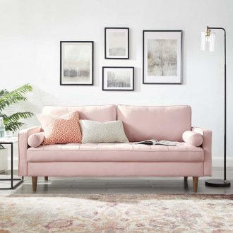 Valour Sofa in Pink Velvet Fabric by Modway w/Options