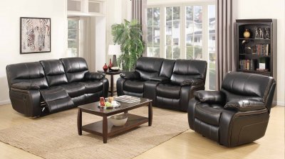 7730 Reclining Sofa in Black Leatherette w/Options