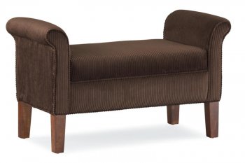 Chocolate Fabric Traditional Bench w/Rolled Arms [CHFB-CG-Rich Girl]