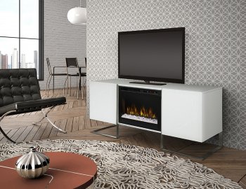 Chase Electric Fireplace Media Console White Dimplex w/Crystals [SFDX-Chase Crystals]