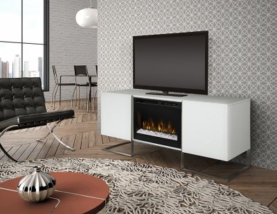 Chase Electric Fireplace Media Console White Dimplex w/Crystals