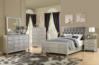 F9357 Bedroom Set 5Pc in Silver Finish by Boss w/Options [PXBS-F9357 Silver]