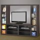 Cappuccino Finish Modern Entertainment Wall Unit w/Shelves