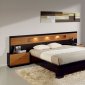 Two-Tone Natural Oak & Black High Gloss Finish Modern Bedroom