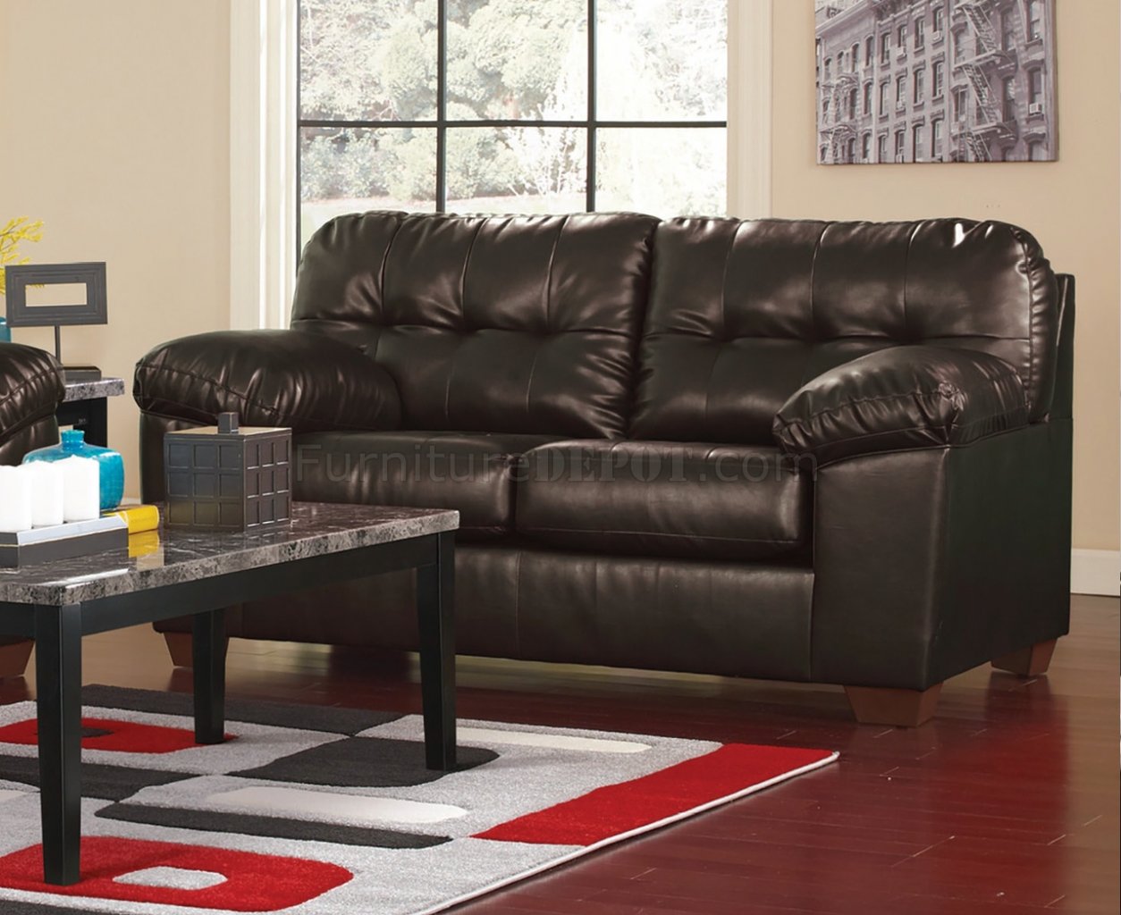 Alliston Sofa & Loveseat Set 20101 in Chocolate by Ashley