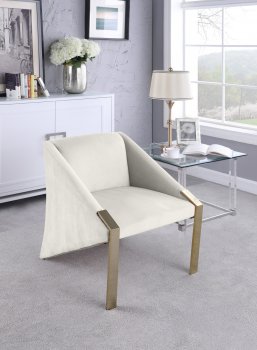 Rivet Accent Chair 593 in Cream Velvet by Meridian [MRCC-593 Rivet Cream]