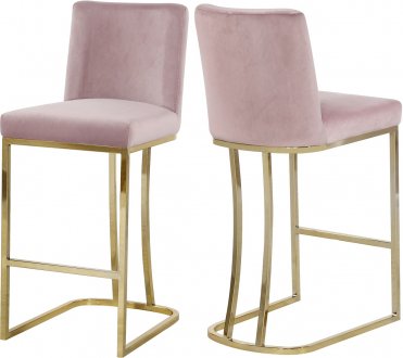 Heidi Counter Stool 777 Set of 2 Pink Velvet Fabric by Meridian