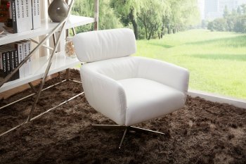 Fran Swivel Chair in Off-White Leather/Split by Beverly Hills [BHAC-Fran Off-White]