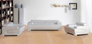 Melody Sofa & Loveseat in White Leather w/Options by Whiteline [WLS-Melody White]