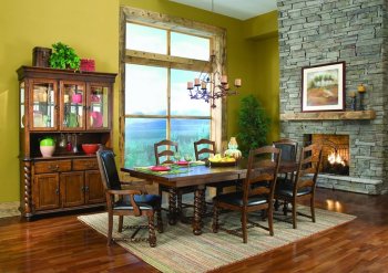 Walnut Finish Casual Dining Room W/Rope Twist Pedestal Legs [CRDS-26-101111]