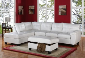 G907B Sectional Sofa w/Ottoman in White Leatherette by Glory [GYSS-G907B White]