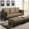 Brown & Tan Two-Tone Microfiber 3Pc Sofa Bed w/Brown Vinyl Base