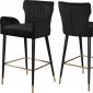 Luxe Counter Stool 792 Set of 2 Black Velvet Fabric by Meridian