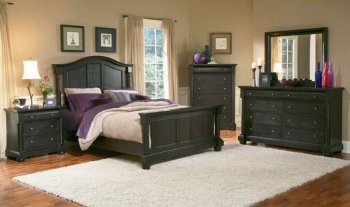 Dark Mocha Finish Classic 5Pc Queen Size Bedroom Set w/Post Bed [HEBS-1376]