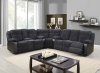 U1566 Motion Sectional Sofa Dark Grey Fabric & Black PU - Global