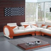 7392 Sectional Sofa in White & Orange Leather by VIG