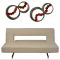 White Leatherette Modern Sofa Bed w/Chrome Legs