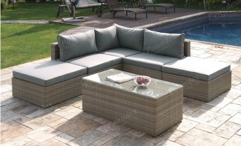 408 Outdoor Patio 6Pc Sectional Sofa Set by Poundex w/Options [PXOUT-408]