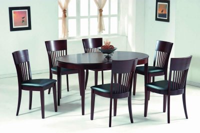 Dark Walnut Modern Oval Dining Table w/Optional Chairs