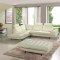 White Full Italian Leather Modern Sectional Sofa w/Ottoman