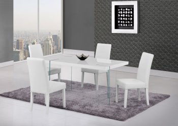 D2110DT Dining Set 5Pc in White by Global w/DG020DC Chairs [GFDS-D2110DT-DG020DC-WH]