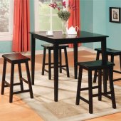 Black Finish Modern 5Pc Counter Height Dining Set w/Square Top