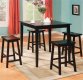 Black Finish Modern 5Pc Counter Height Dining Set w/Square Top