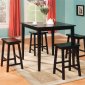 Black Finish Modern 5Pc Counter Height Dining Set w/Square Top