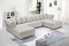 Presley Sectional Sofa 698 in Cream Velvet Fabric by Meridian