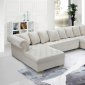 Presley Sectional Sofa 698 in Cream Velvet Fabric by Meridian